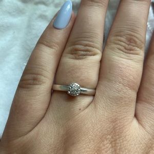 Vintage Cluster Diamond Ring Sterling Silver